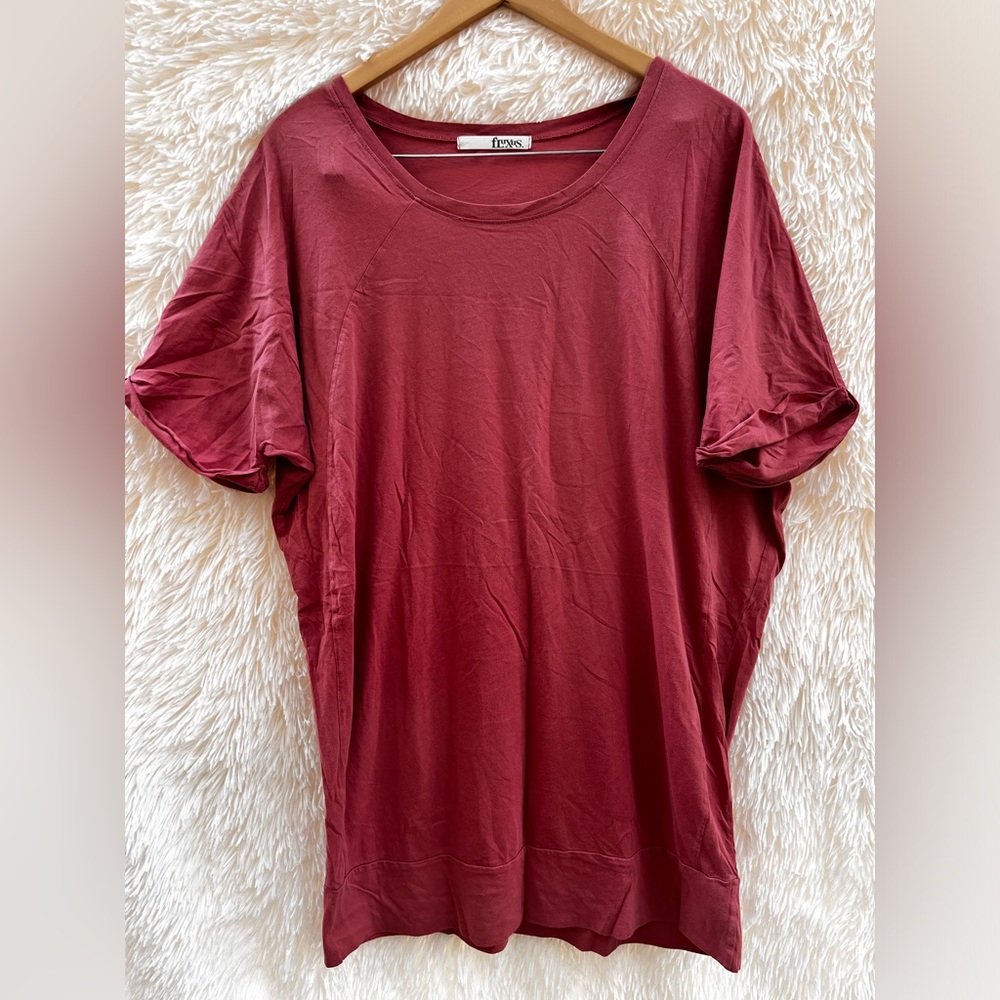 Fluxus 100 Combed Cotton Tunic Shirt Medium Red Lightweight Long Casual USA Made